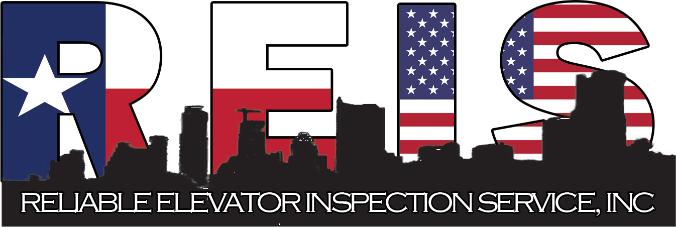 A picture of the flag and skyline with the words elevator inspection.